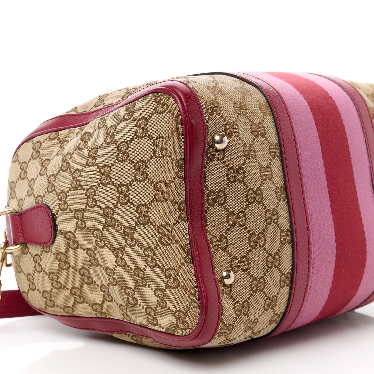 Gucci Monogram Cellarius Calfskin Vintage Web Medium Boston Beige Ebony Soft Burgundy Peonia Flower 12 of 15
