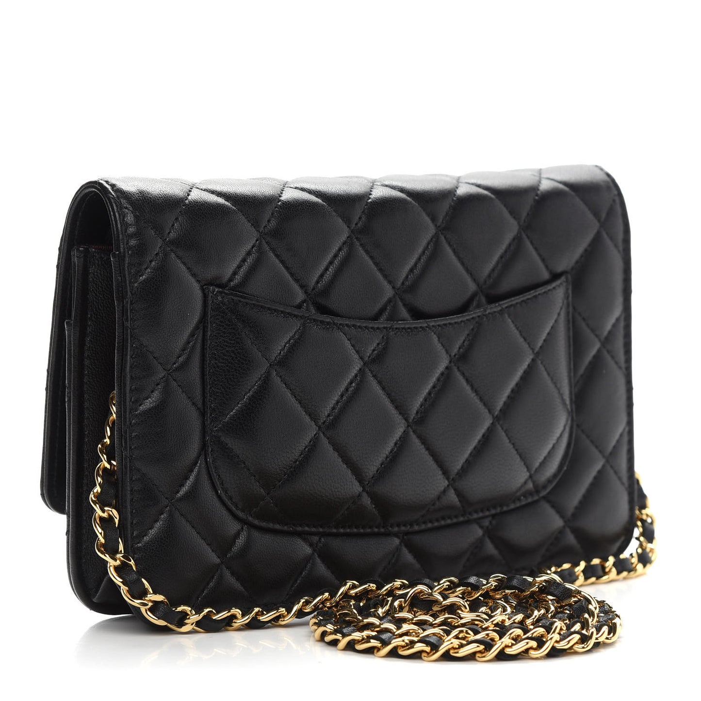 Lambskin Quilted Wallet On Chain WOC Black