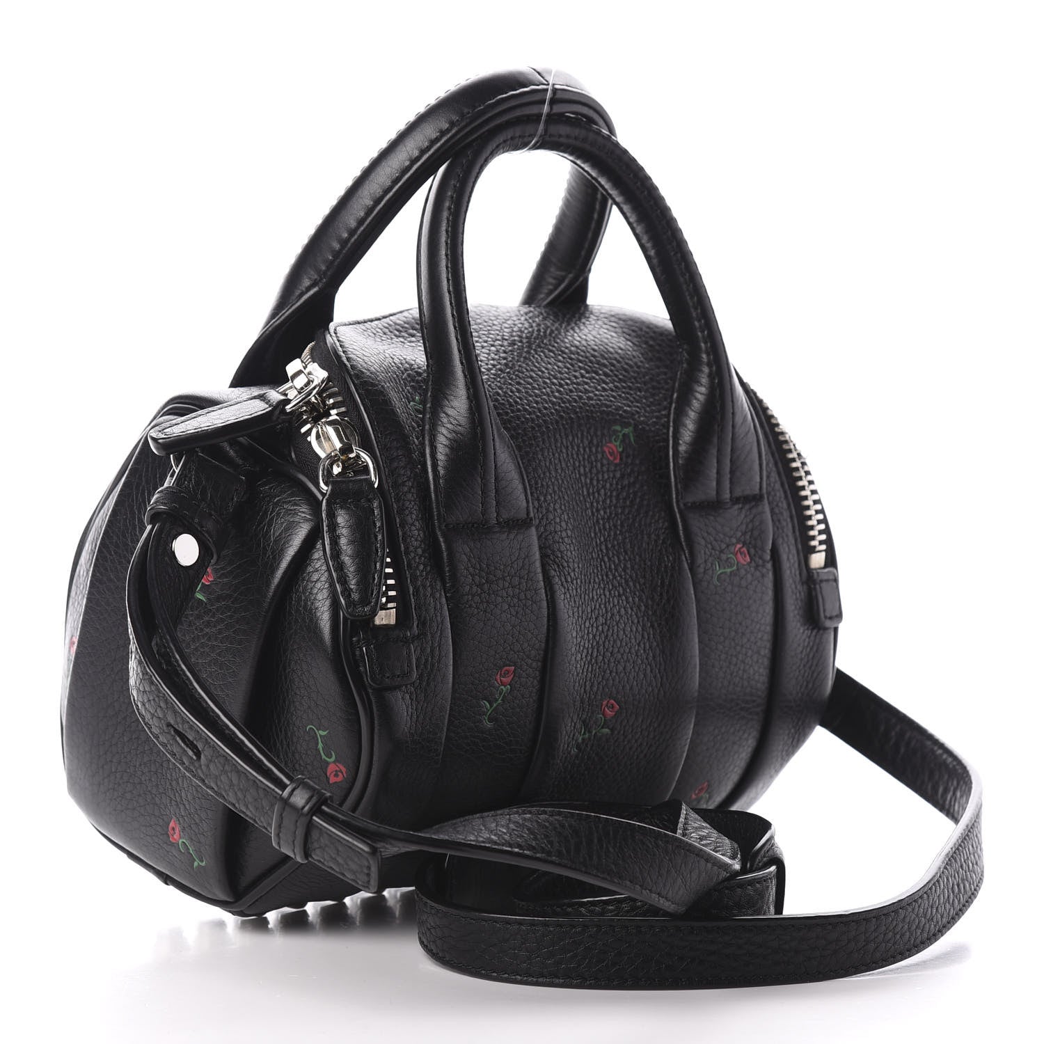 Alexander Wang Pebbled Lambskin Rose Printed Mini Rockie Black Silver Hardware 3 of 8