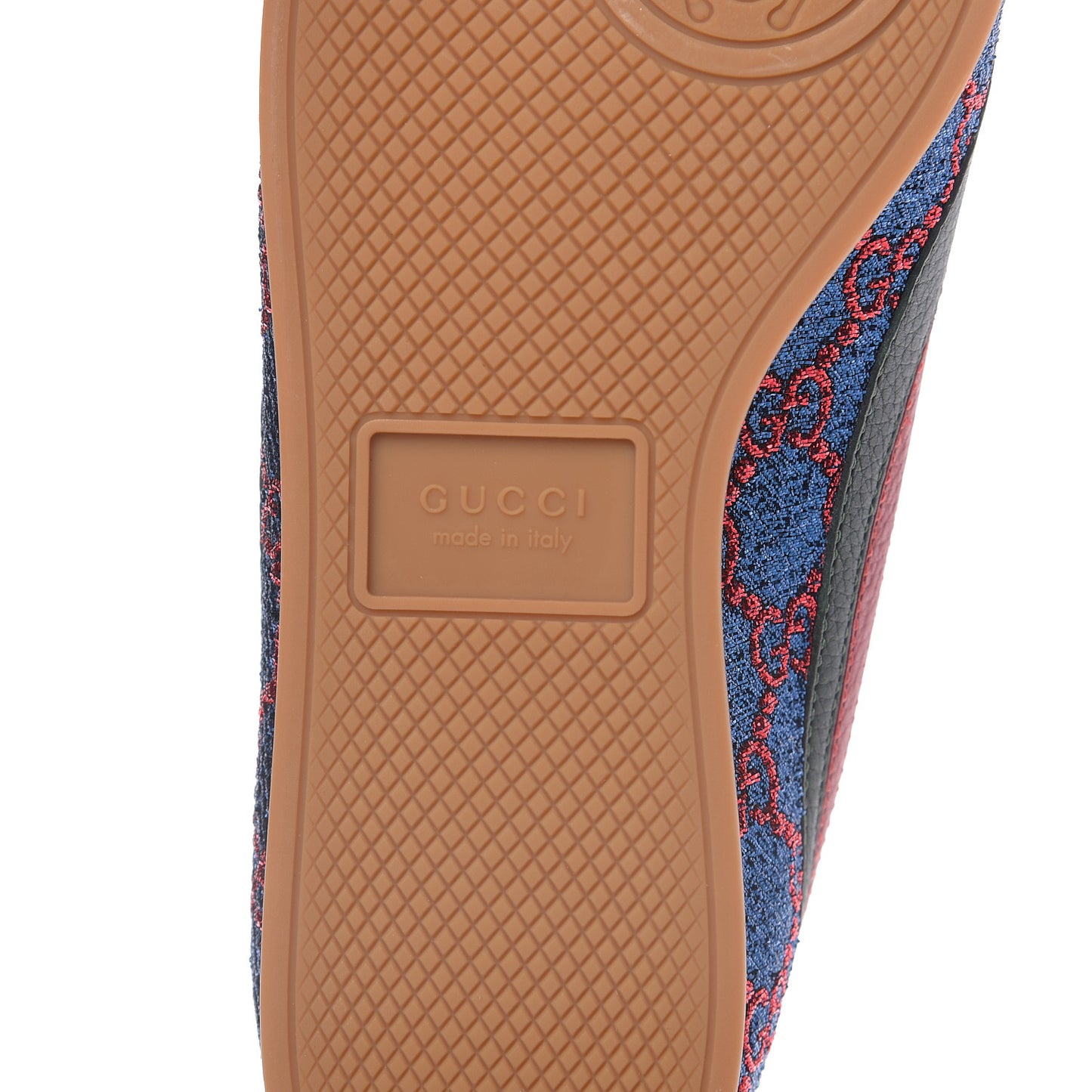 Lurex Calfskin Web GG Monogram Womens Falacer Sneakers 36 Iridescent Blue Iridescent Red Silver