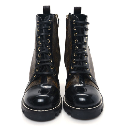 Louis Vuitton Patent Calfskin Monogram Star Trail Ankle Boots 41 Black 2 of 8