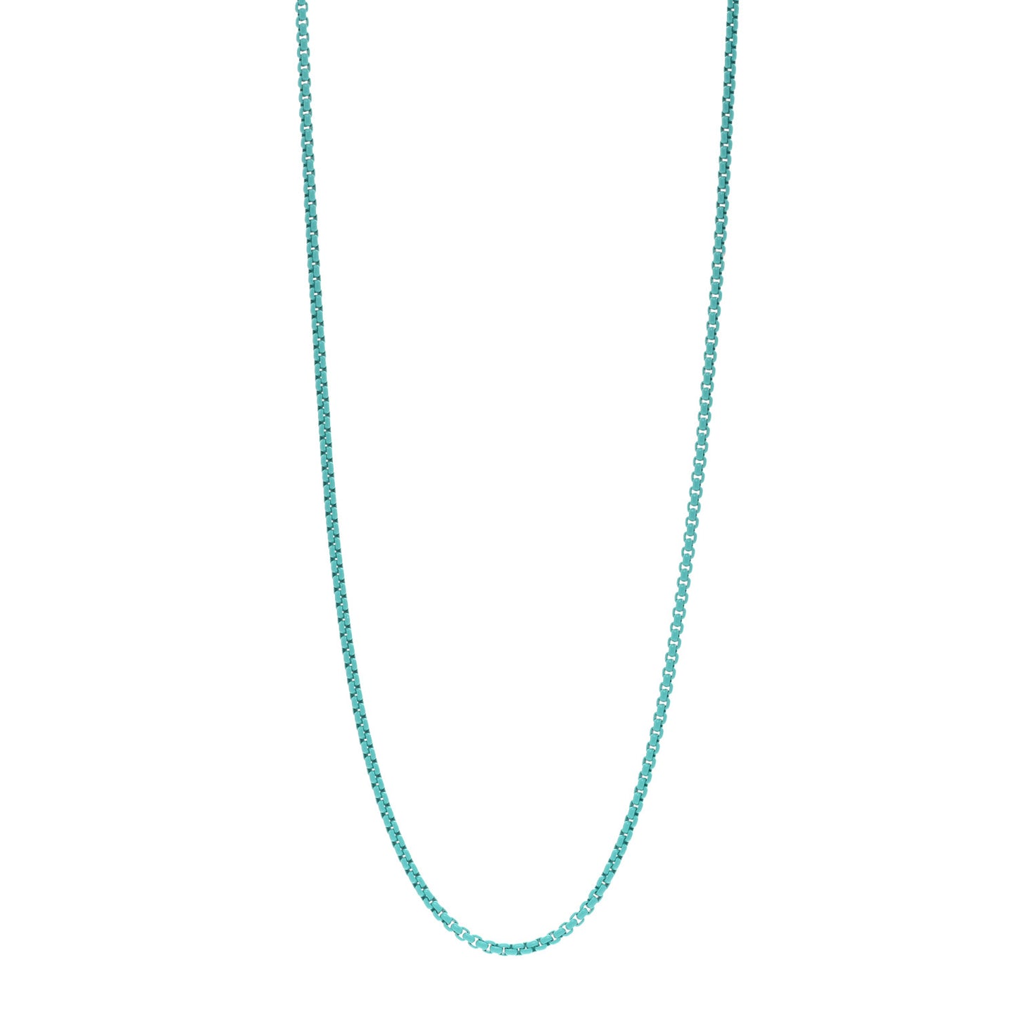 Stainless Steel 14K Yellow Gold Acrylic Bel Aire Chain Necklace 27" Turquoise