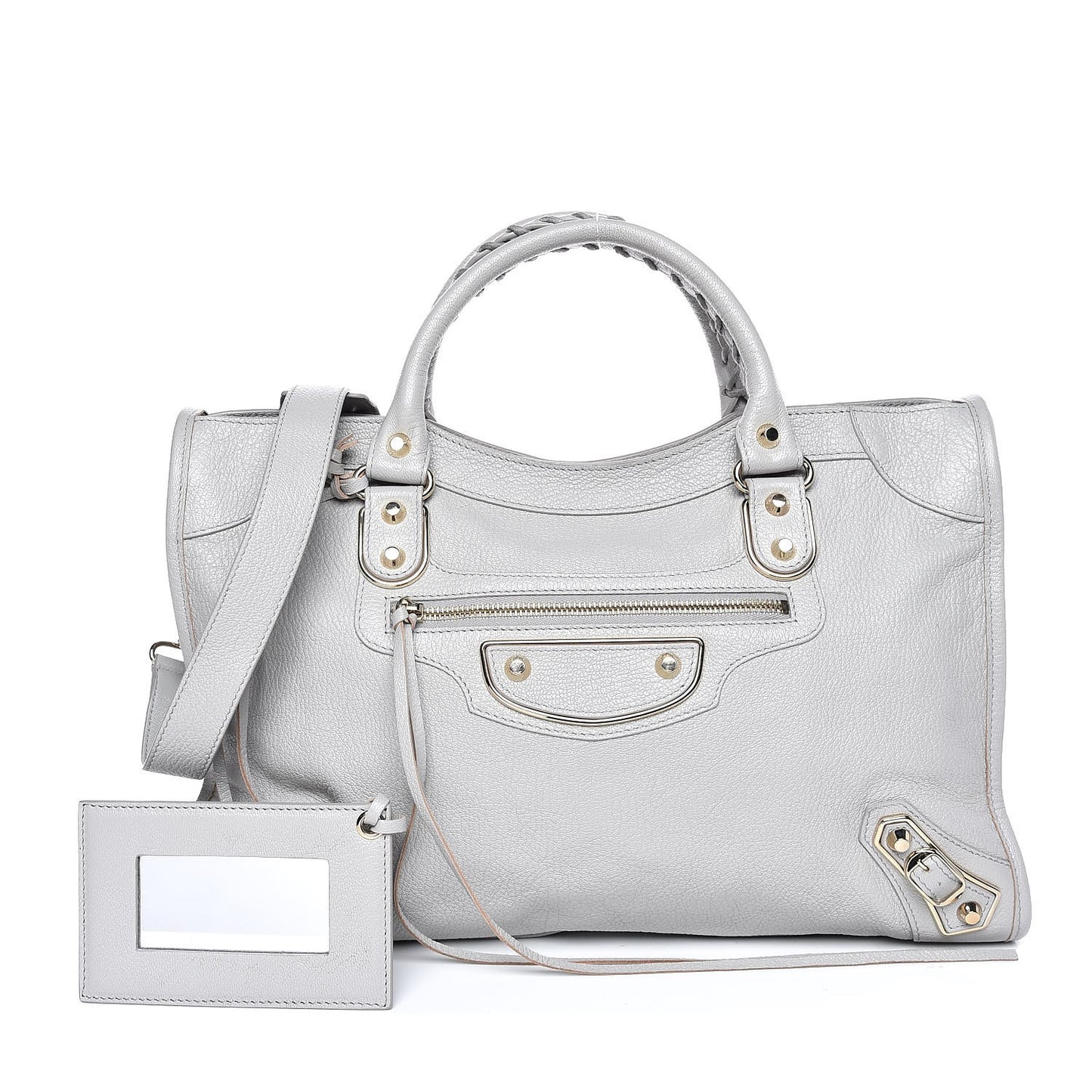BALENCIAGA Chevre Gold Metallic Edge City Gris Perle
