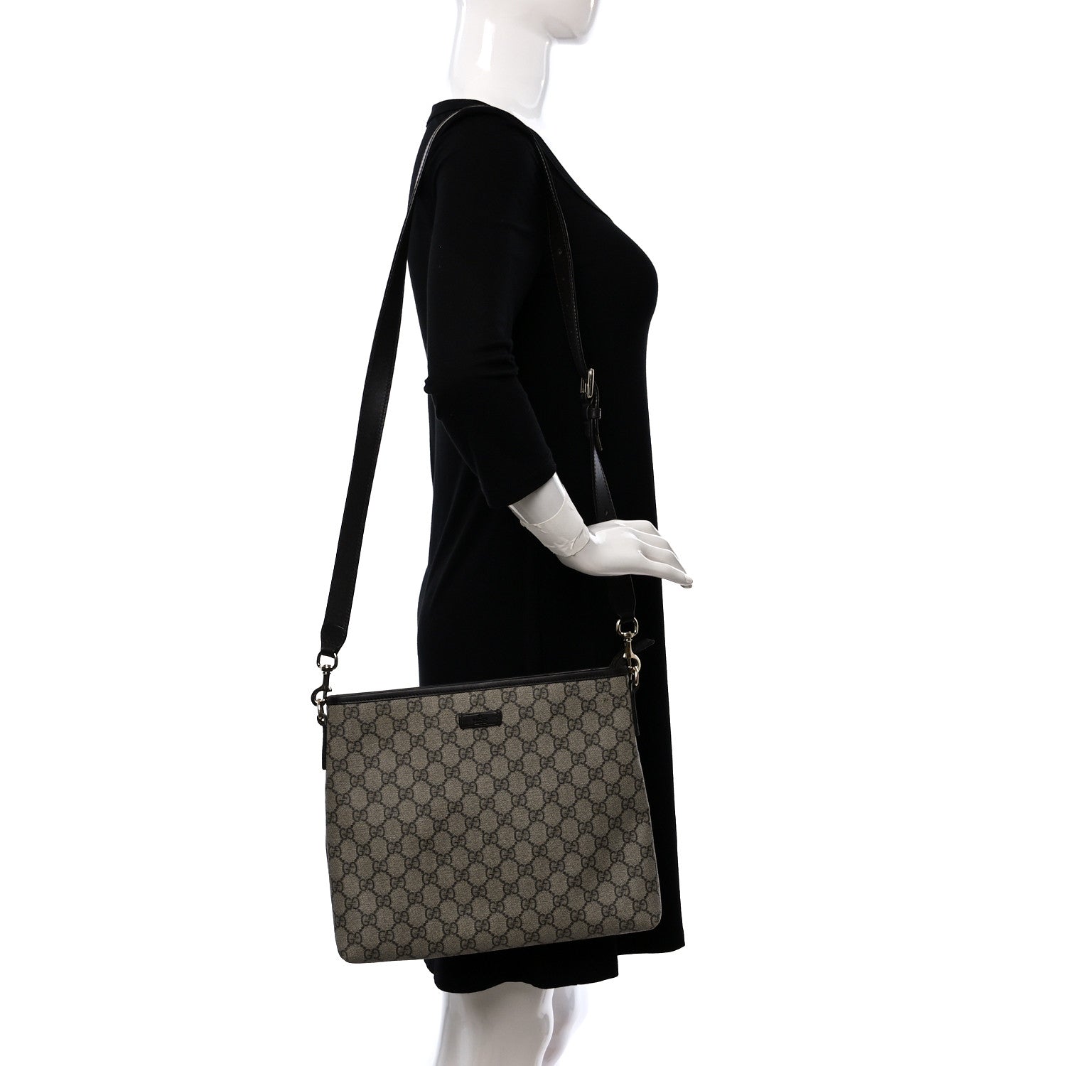 Gucci GG Plus Monogram Medium Flat Messenger Bag Dark Brown 3 of 11