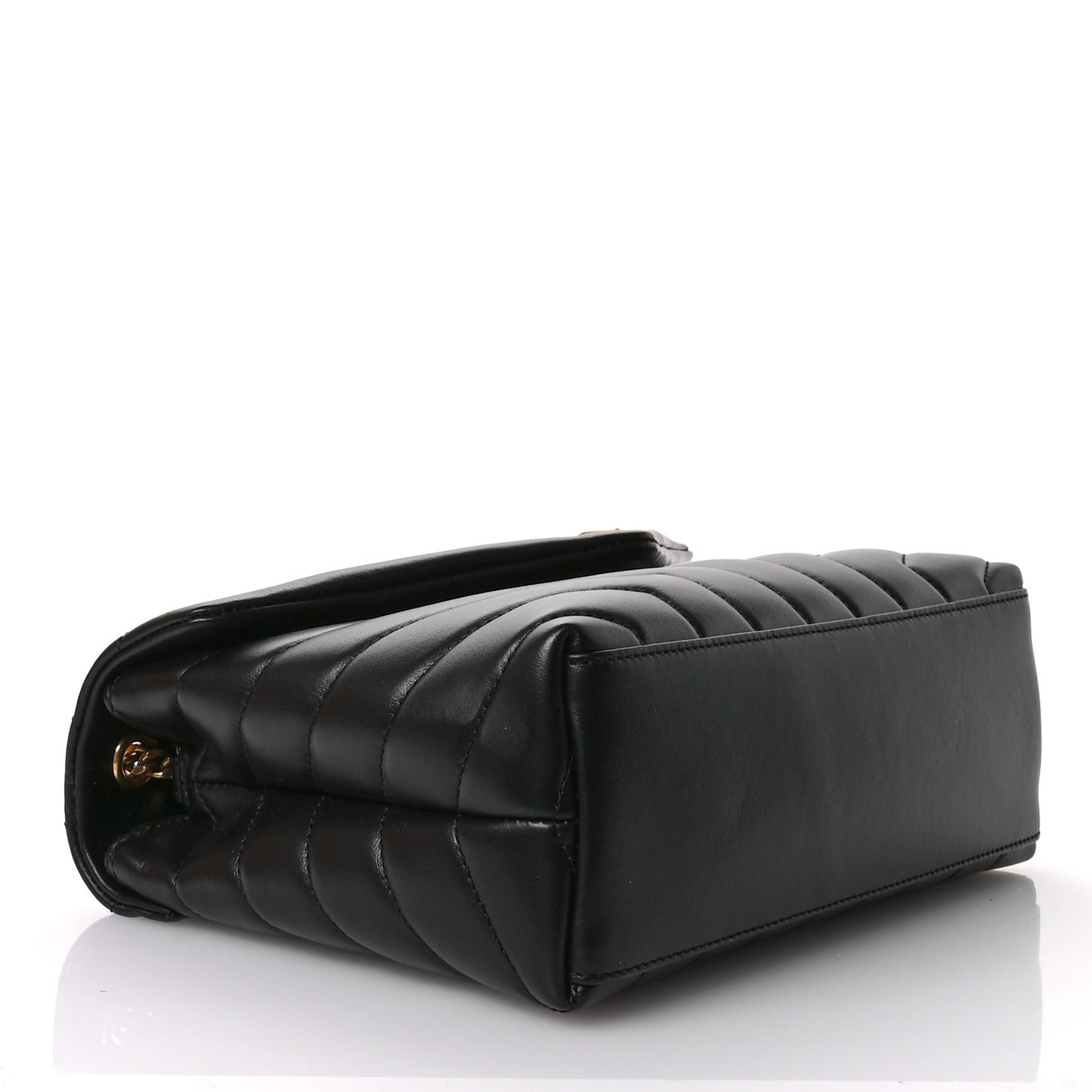 Calfskin Y Quilted Monogram Small Loulou Chain Satchel Black