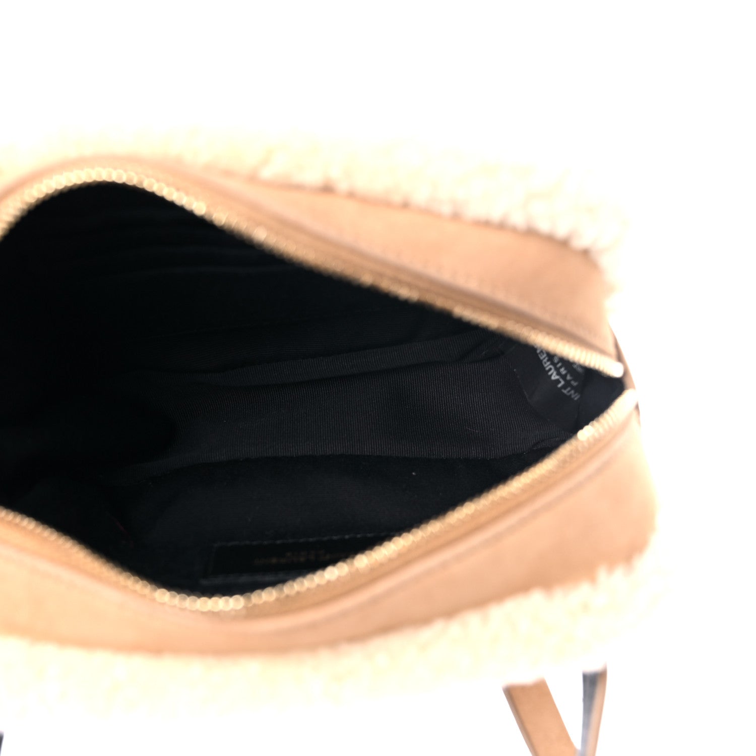 Saint Laurent Suede Shearling Lou Belt Bag Natural Tan 4 of 10
