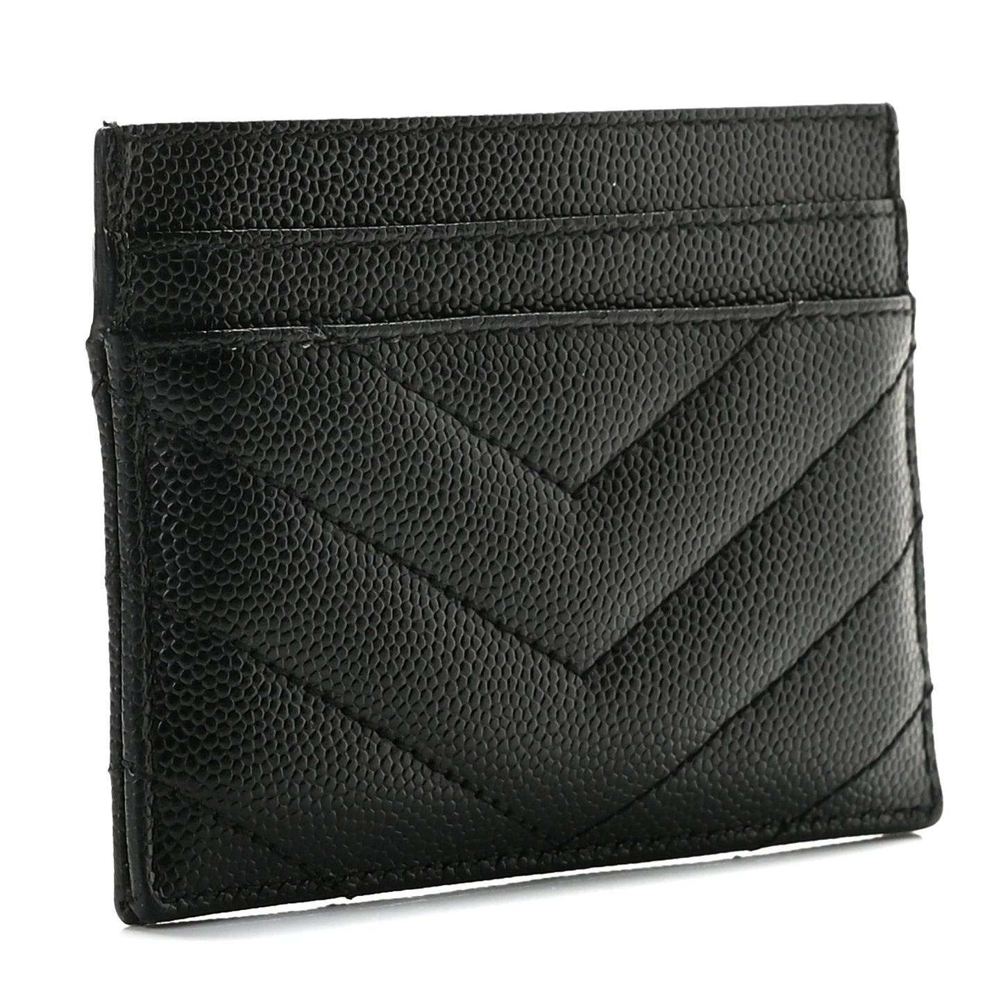 Grain De Poudre Matelasse Chevron Monogram Credit Card Case Black