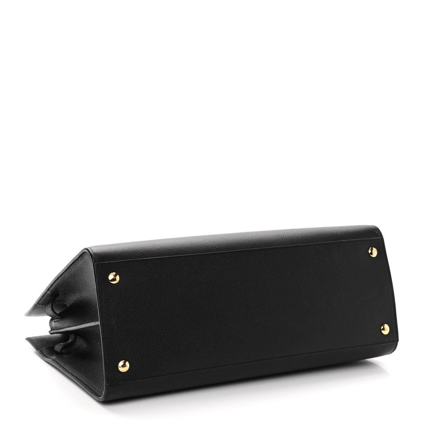 Grainy Calfskin Medium Title Bag Black