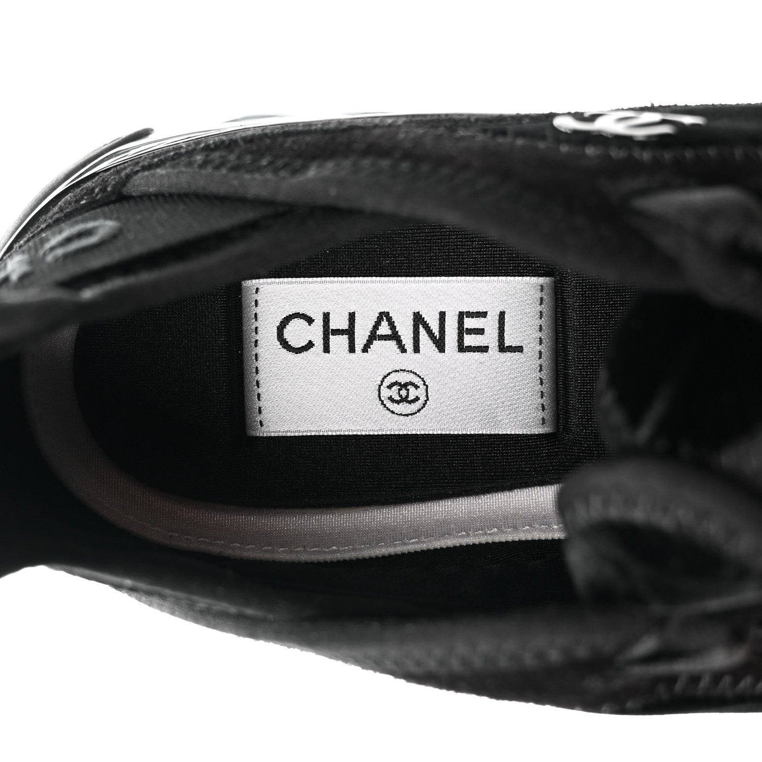 Chanel Suede Calfskin Velvet Grosgrain CC Sneakers 35.5 Black 7 of 9