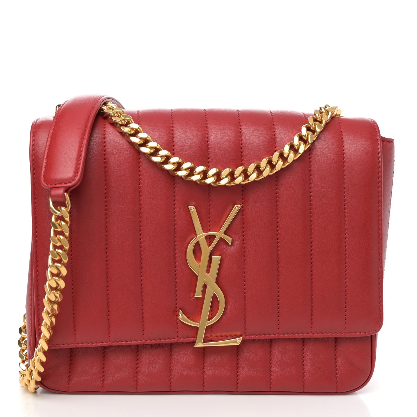 Lambskin Matelasse Monogram Large Vicky Chain Bag Rouge Eros