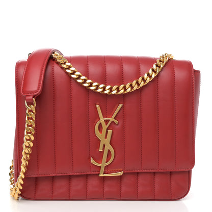 Saint Laurent Lambskin Matelasse Monogram Large Vicky Chain Bag Rouge Eros 1 of 11