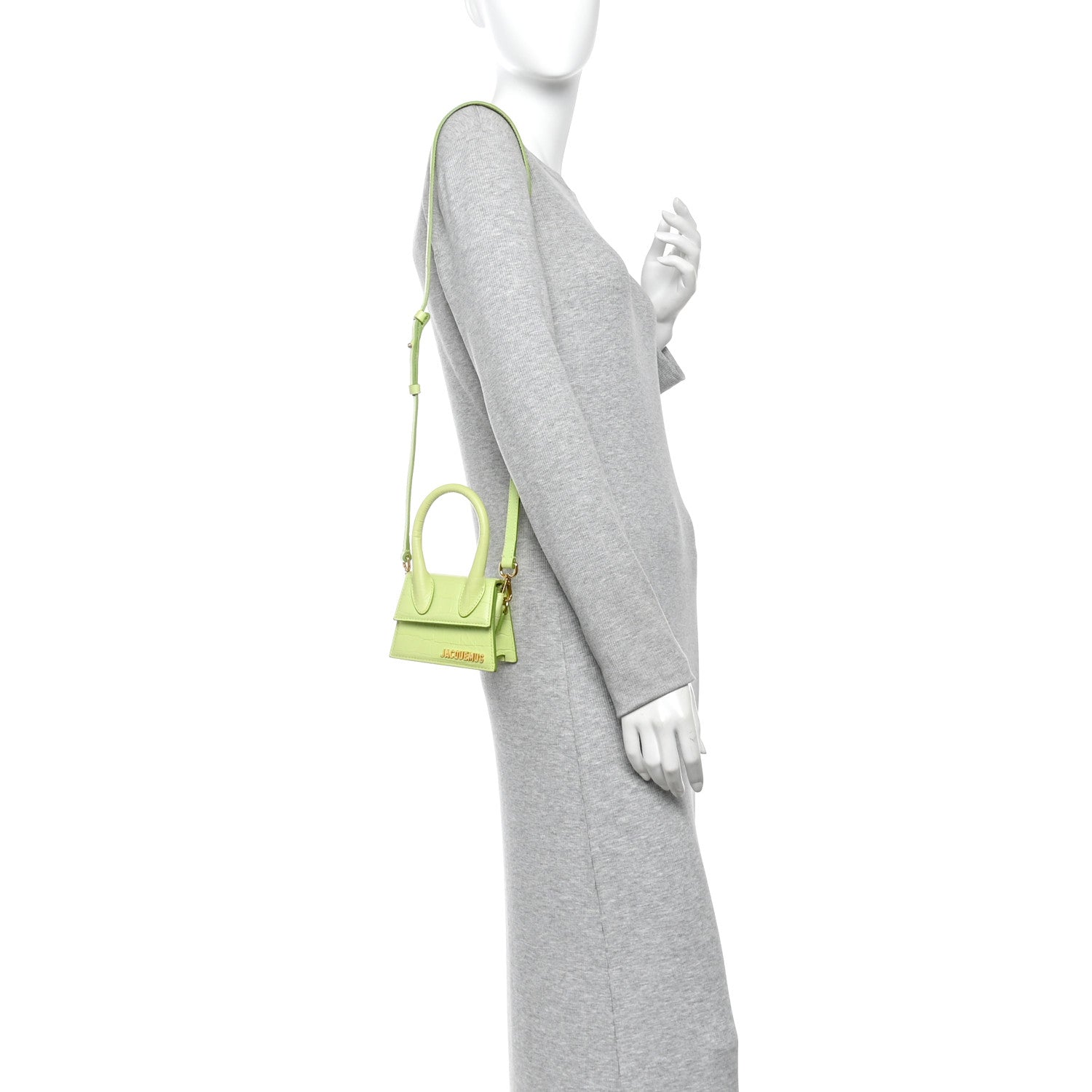 Jacquemus Calfskin Crocodile Embossed Le Chiquito Light Green 2 of 10
