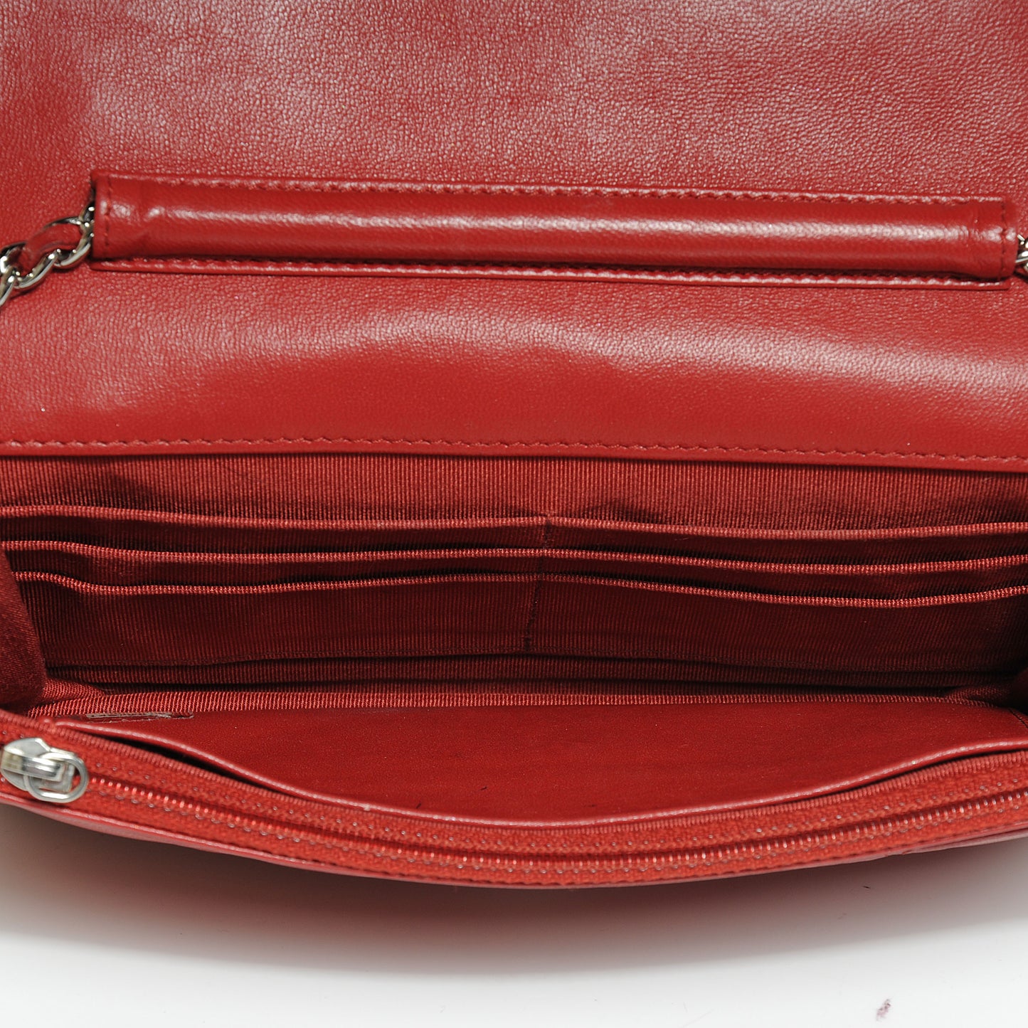 Lambskin Quilted Wallet On Chain WOC Red