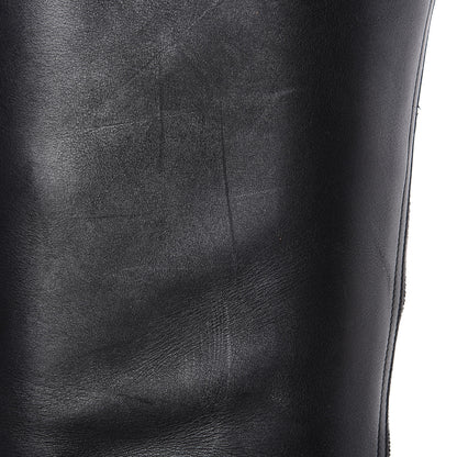 Christian Louboutin Matte Calfskin Foresta Knee High Wedge Boots 37.5 Black 9 of 16