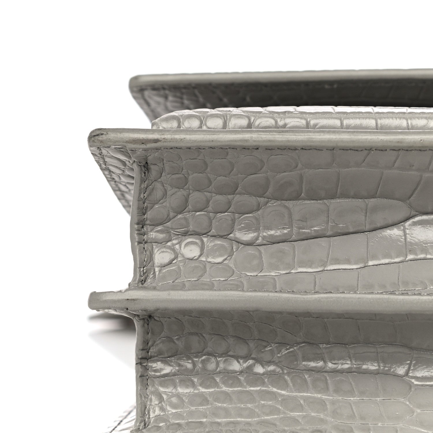 Saint Laurent Calfskin Crocodile Embossed Medium Monogram Sunset Gris Perle 12 of 14