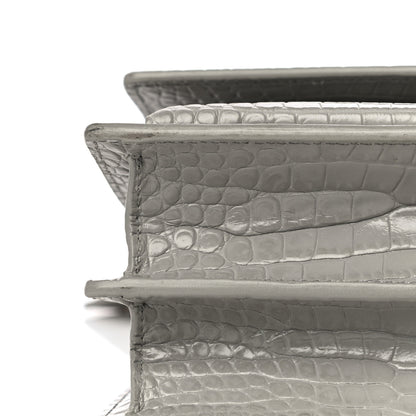 Saint Laurent Calfskin Crocodile Embossed Medium Monogram Sunset Gris Perle 12 of 14