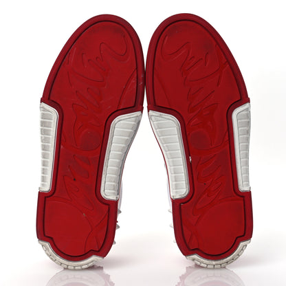 Christian Louboutin Calfskin Suede Nappa Spike Mens Astroloubi Low Top Sneakers 42 White Red 6 of 11