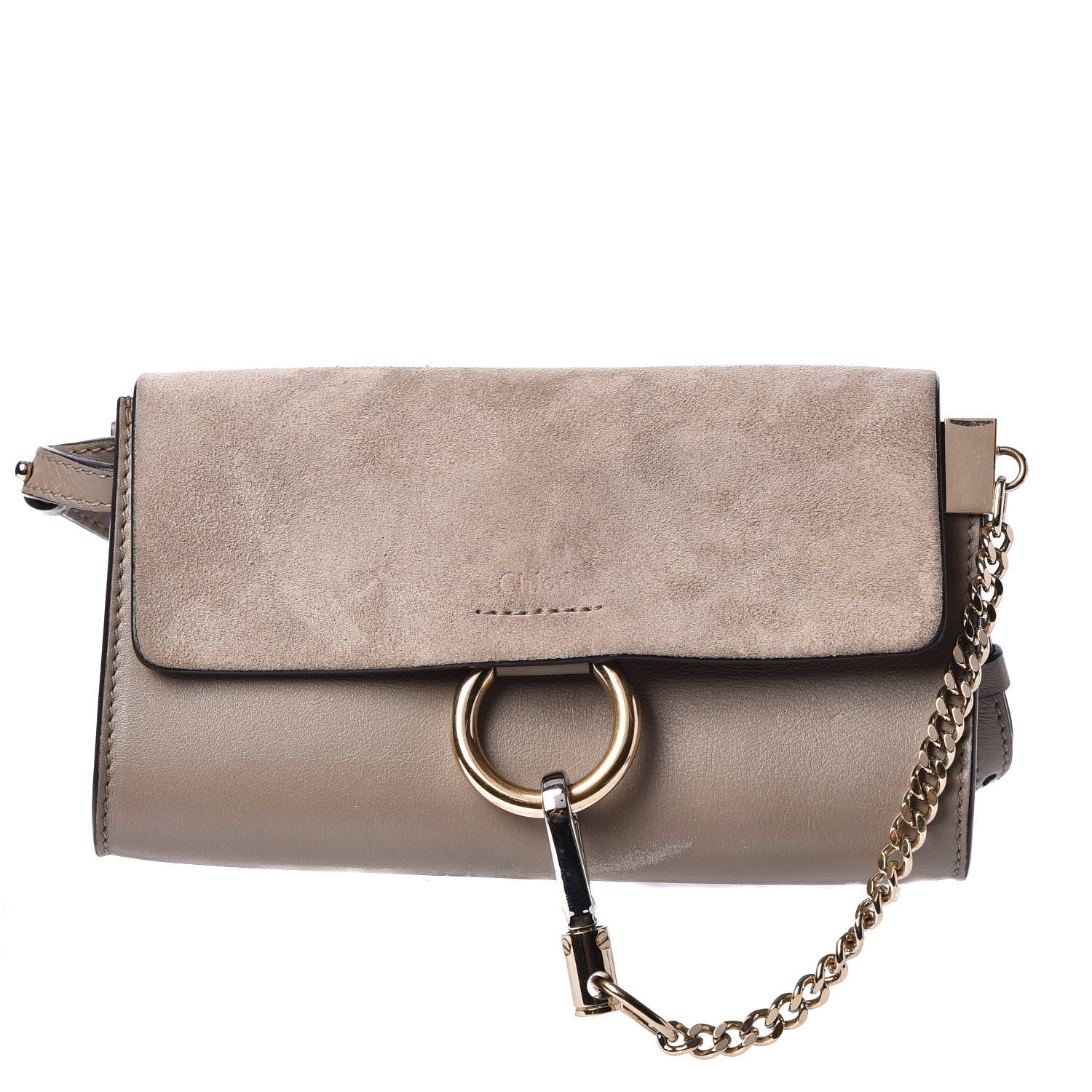 Chloe Suede Calfskin Mini Faye Shoulder Bag Motty Grey 1 of 9