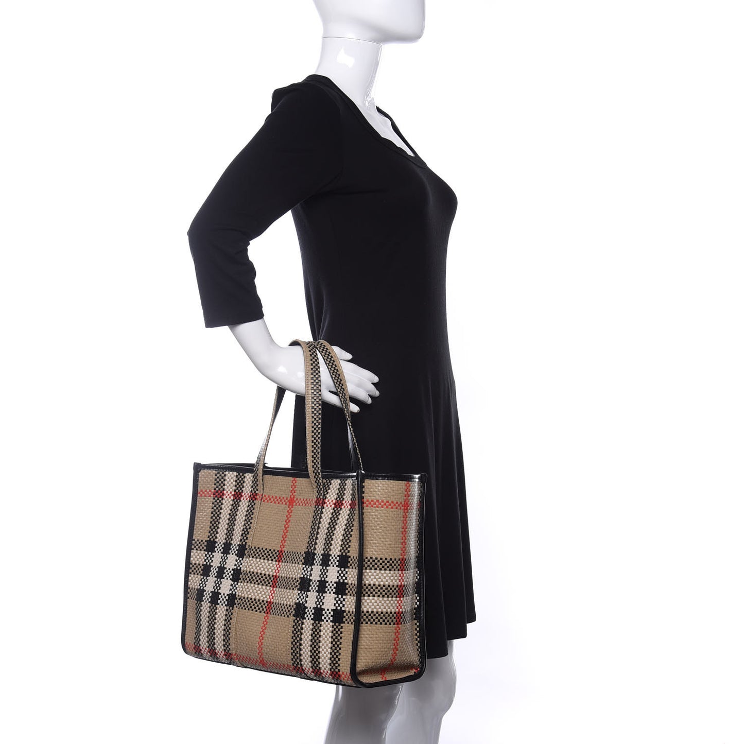 Calfskin Latticed Small Tote Black