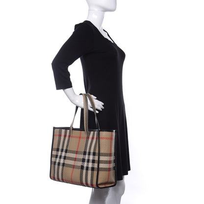 Burberry Calfskin Latticed Small Tote Black 2 of 9