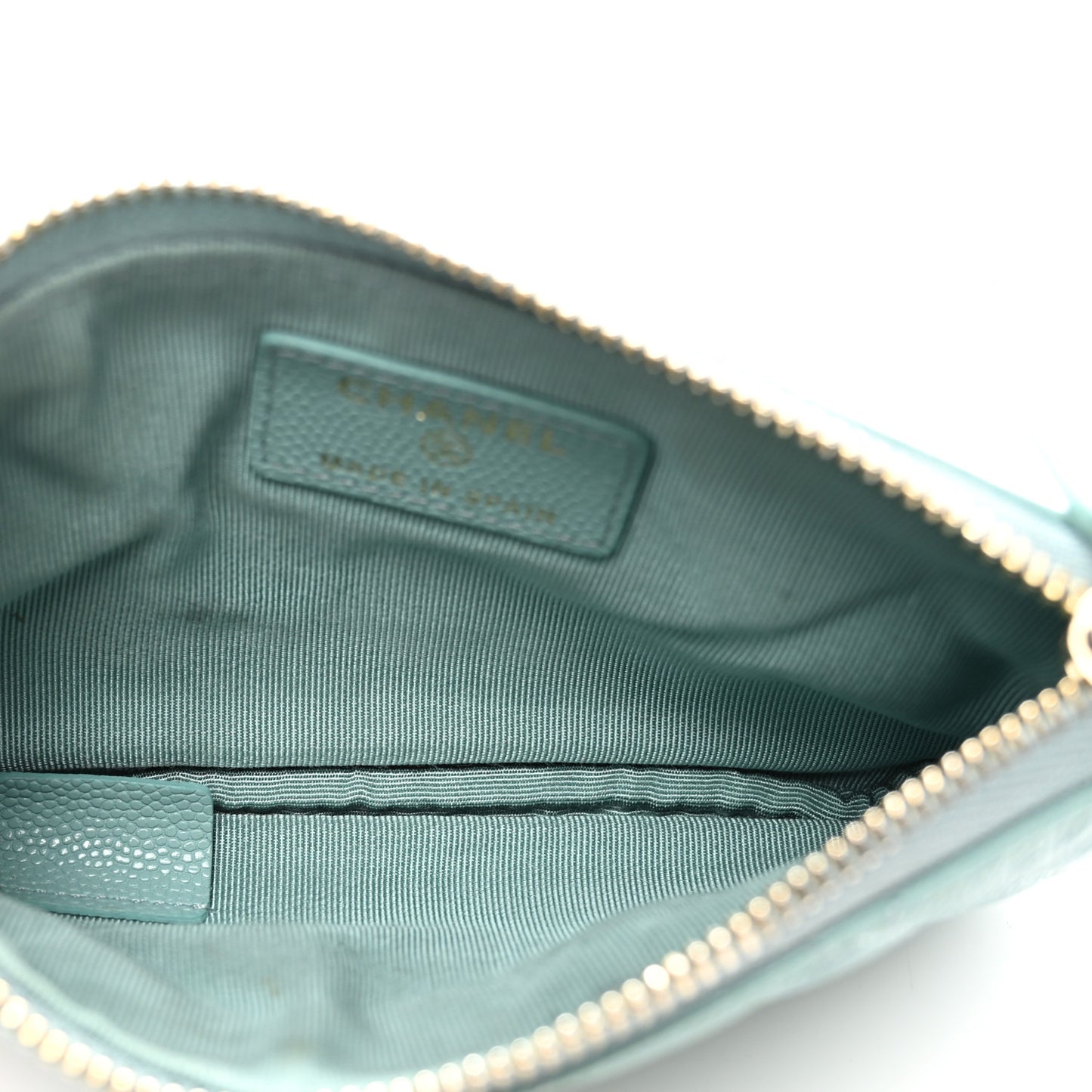 Caviar Quilted Small Cosmetic Case Light Blue