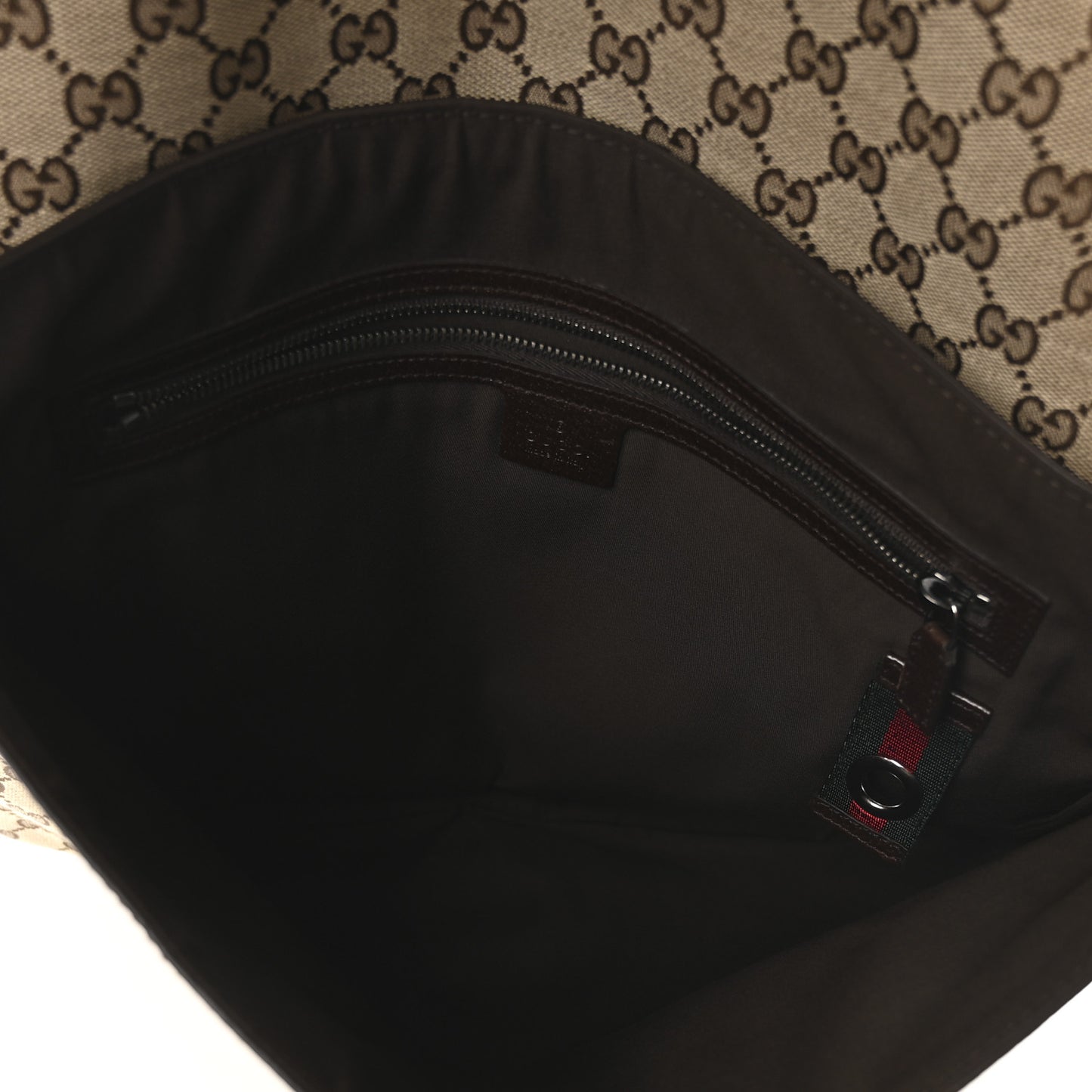 Monogram Web Single Buckle Flap Messenger Bag Beige Dark Brown