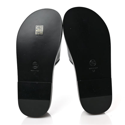 Chanel Lambskin Cha-Nel Mule Sandals 37 Black Multicolor 5 of 7