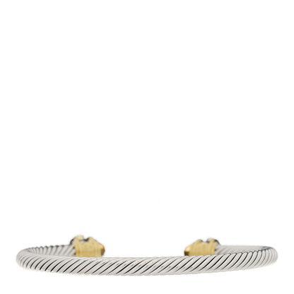 David Yurman Sterling Silver 14K Yellow Gold 5mm Citrine Rhodolite Cable Renaissance Bracelet 2 of 3