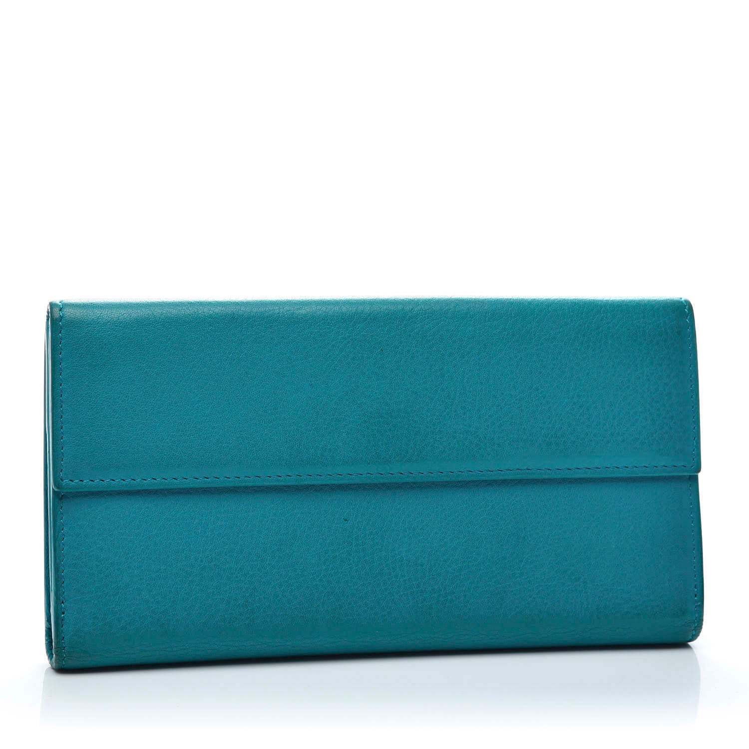 Balenciaga Calfskin Papier Platre Continental Wallet Bleu Paon 3 of 11