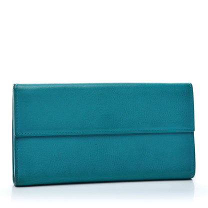 Balenciaga Calfskin Papier Platre Continental Wallet Bleu Paon 3 of 11