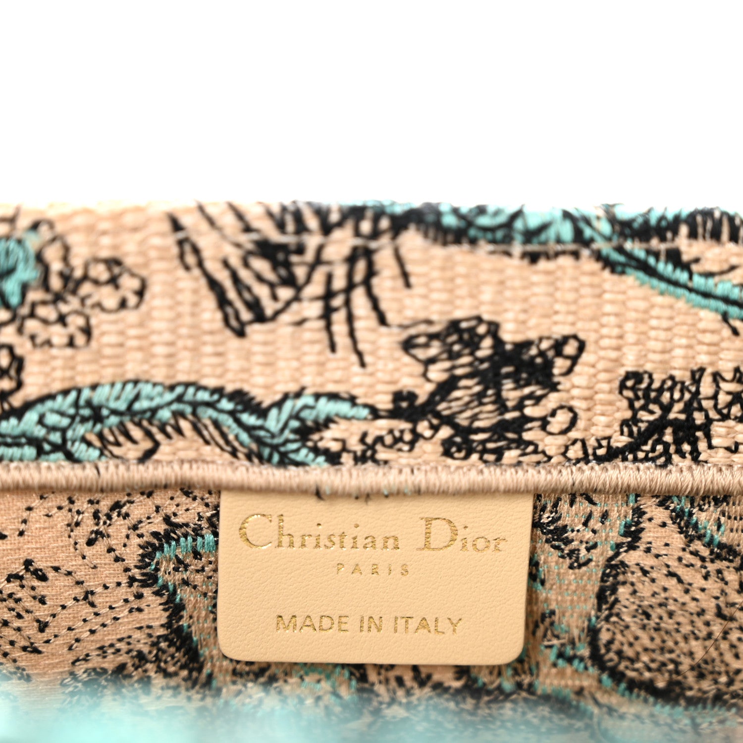 Christian Dior Raffia Embroidered Dioriviera Medium Book Tote Aquamarina 6 of 10