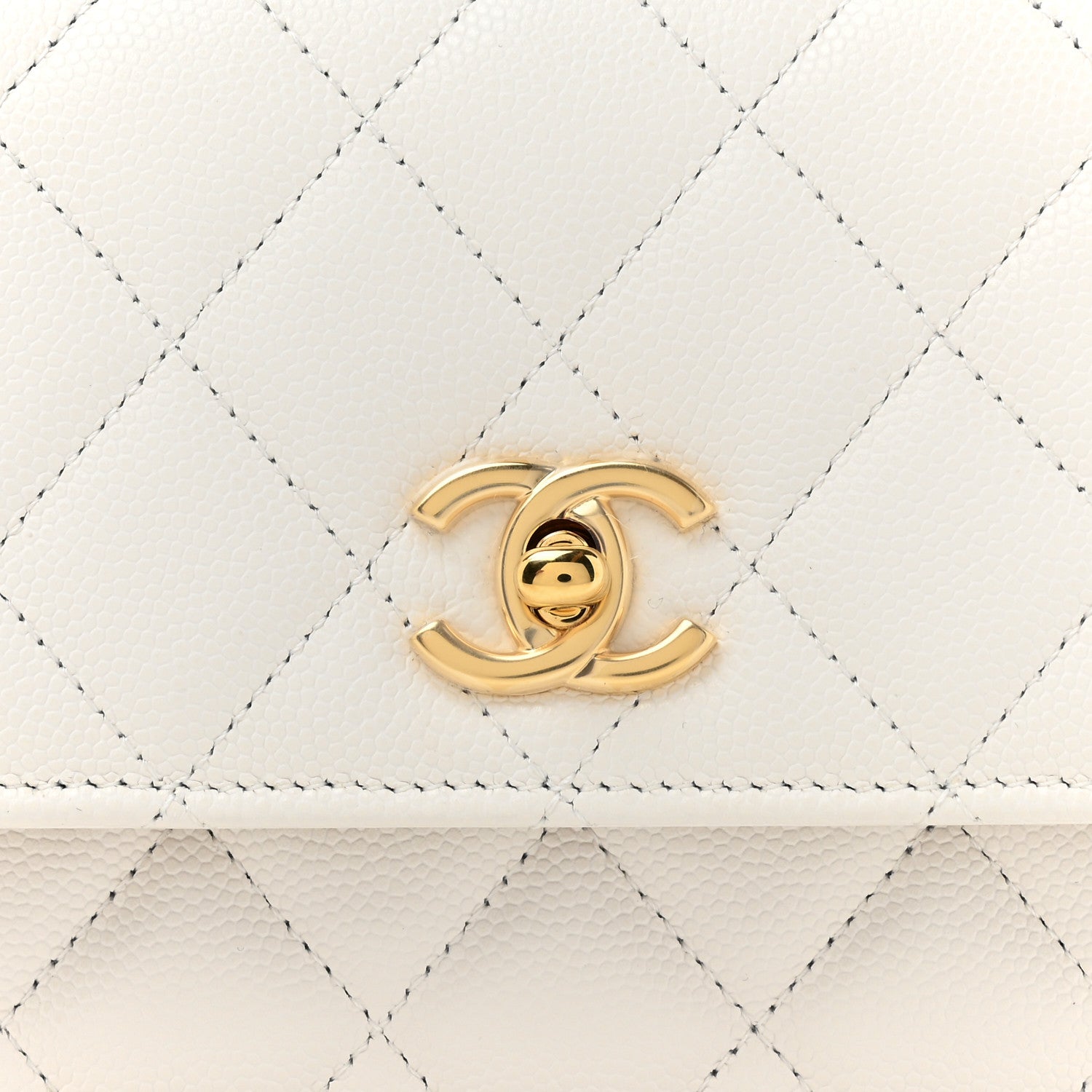 Chanel Shiny Caviar Quilted Flap Charm Wallet On Chain WOC White 10 of 13