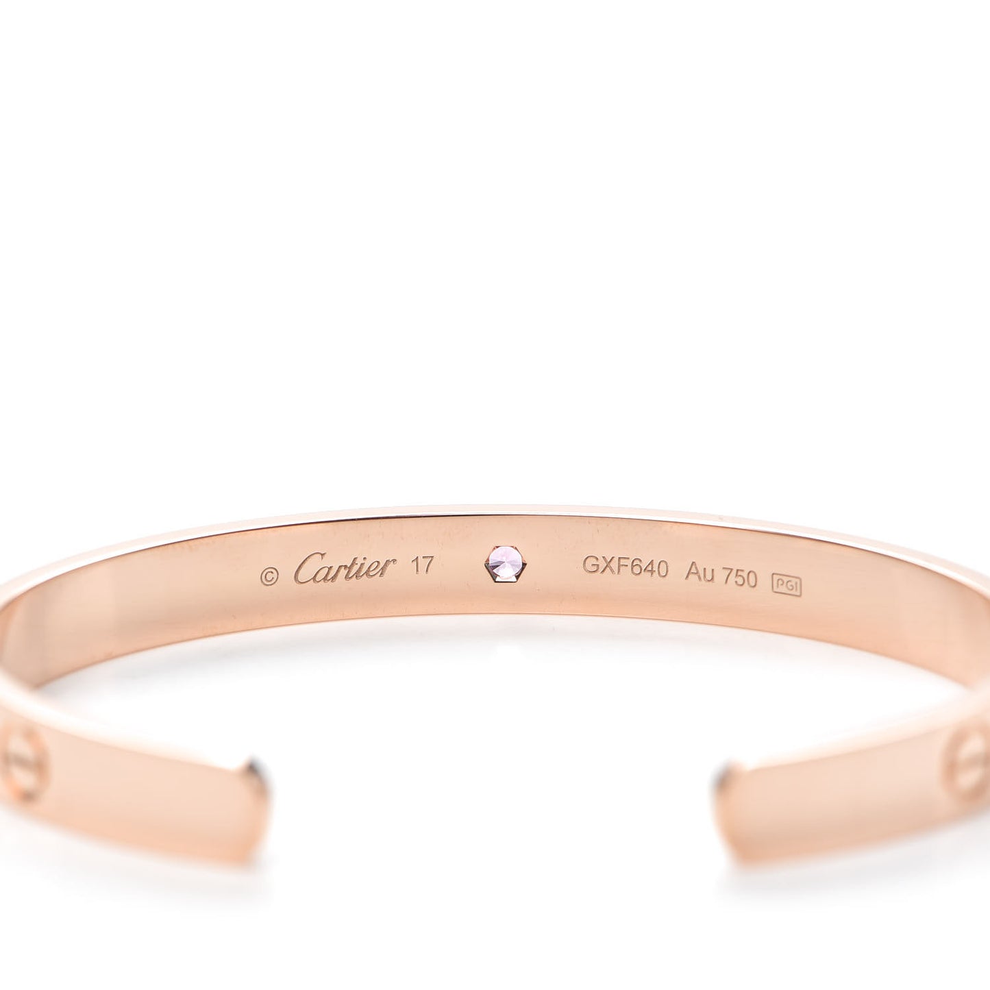 18K Pink Gold Pink Sapphire LOVE Cuff Bracelet 17