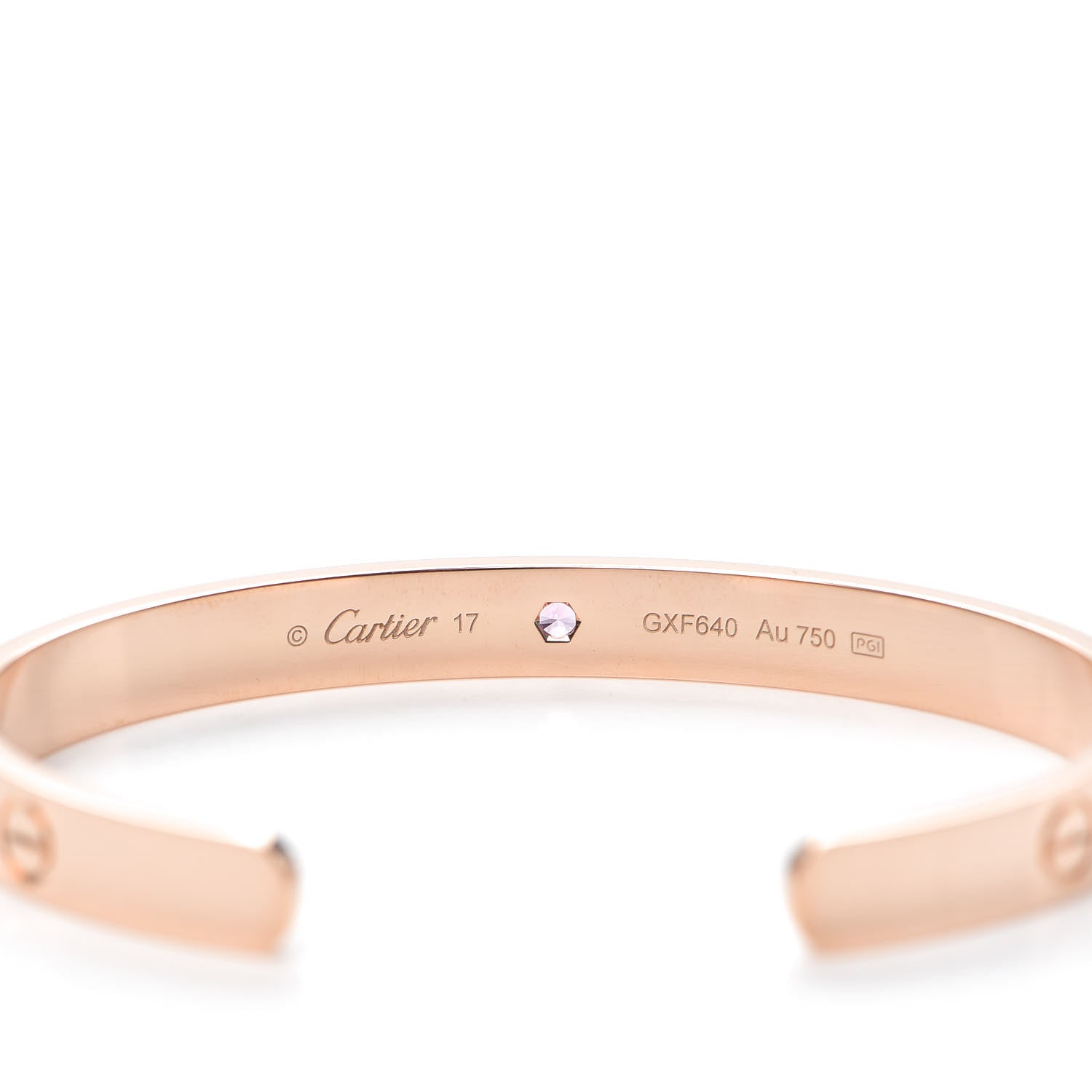 Cartier 18K Pink Gold Pink Sapphire LOVE Cuff Bracelet 17 4 of 5