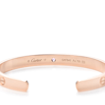 Cartier 18K Pink Gold Pink Sapphire LOVE Cuff Bracelet 17 4 of 5