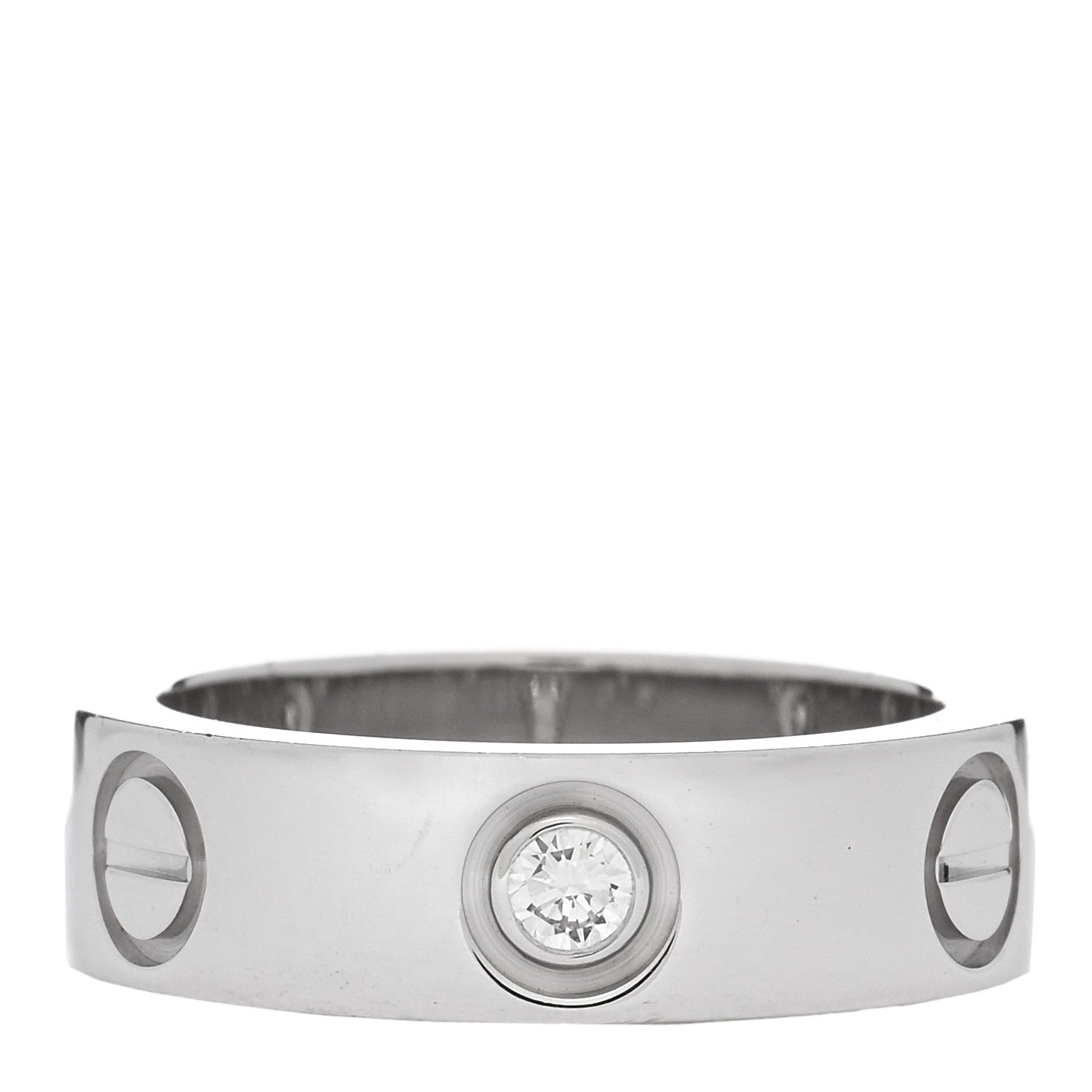 Cartier 18K White Gold 3 Diamond 5.5mm LOVE Ring 48 4.5 1 of 5