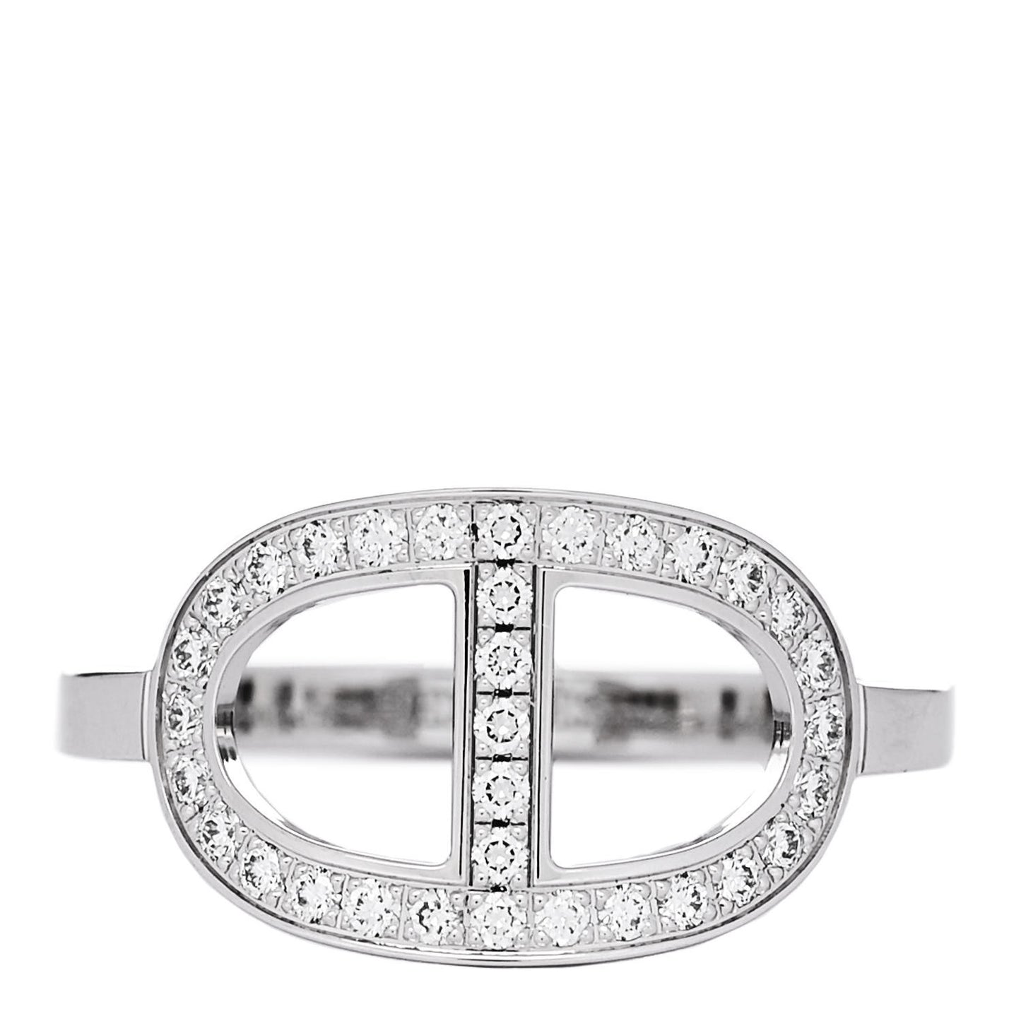 18K White Gold Diamond MM Chaine d'Ancre Contour Ring 50 5.25