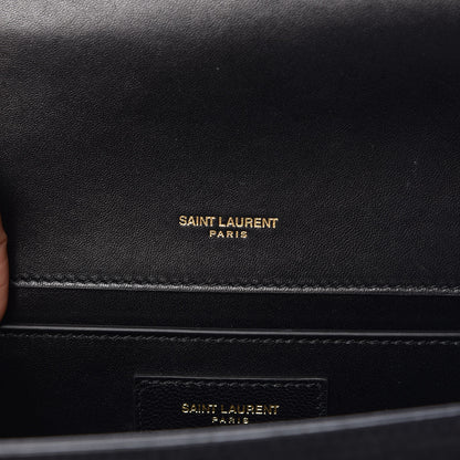 Saint Laurent Suede Rope Stitch Medium Monogram Kate Satchel Black 6 of 7