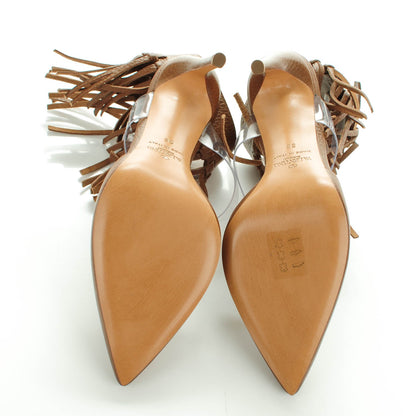 Valentino Garavani Grained Calfskin C Rockee Fringe Ankle Wrap Pumps 36 Light Cuir 7 of 9