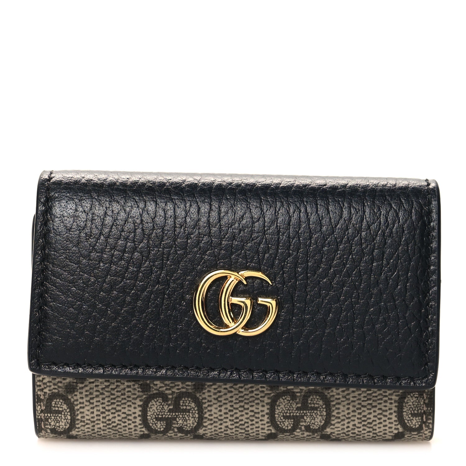 Gucci Dollar Calfskin GG Supreme Monogram GG Marmont 6 Key Holder Case Black Beige Ebony 1 of 7
