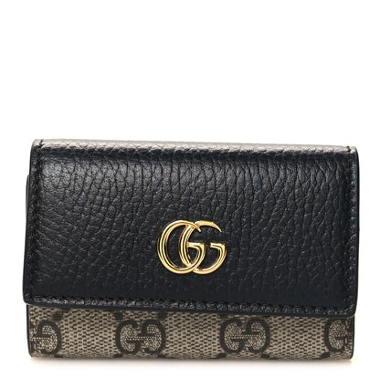 Gucci Dollar Calfskin GG Supreme Monogram GG Marmont 6 Key Holder Case Black Beige Ebony 1 of 7
