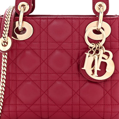 Christian Dior Lambskin Cannage Mini Lady Dior Red 8 of 10