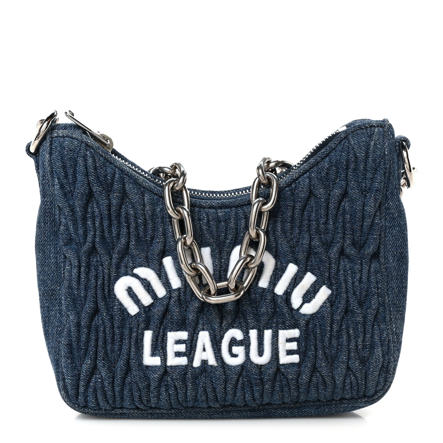 Miu Miu Denim Matelasse Shoulder Bag Blue White 1 of 8
