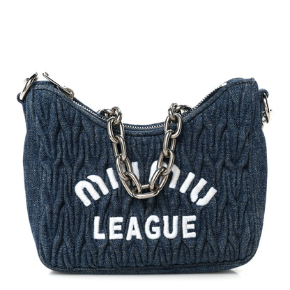 Miu Miu Denim Matelasse Shoulder Bag Blue White 1 of 8