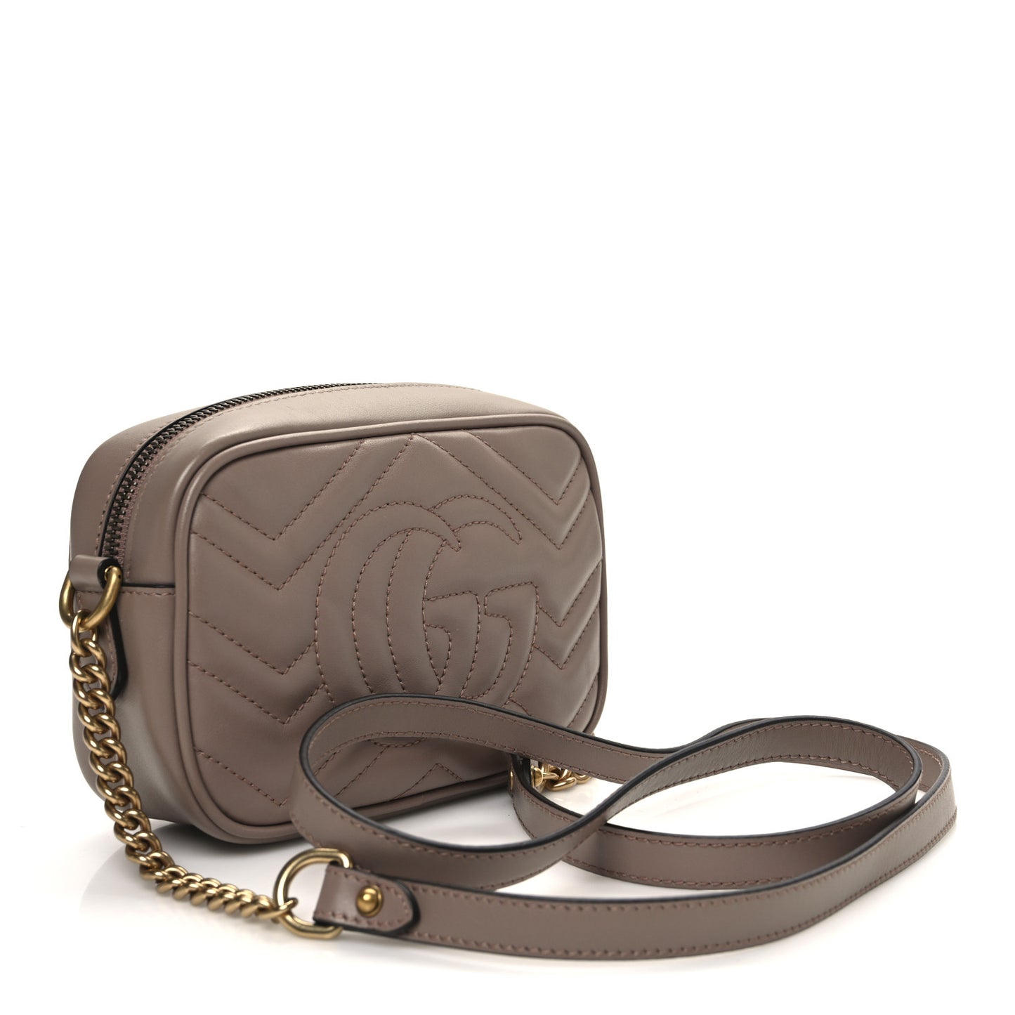 Calfskin Matelasse Mini GG Marmont Chain Shoulder Bag Porcelain Rose