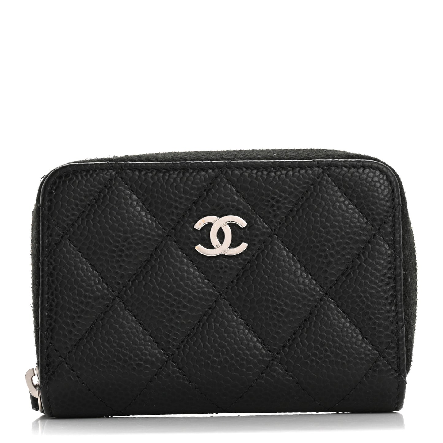 Caviar Quilted Zip Coin Purse Black