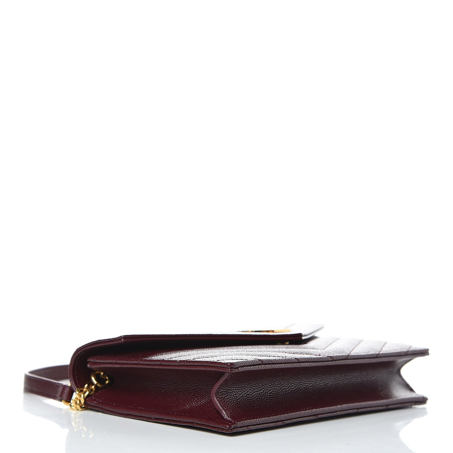 Grain De Poudre Matelasse Chevron Monogram Envelope Chain Wallet Rouge Legion