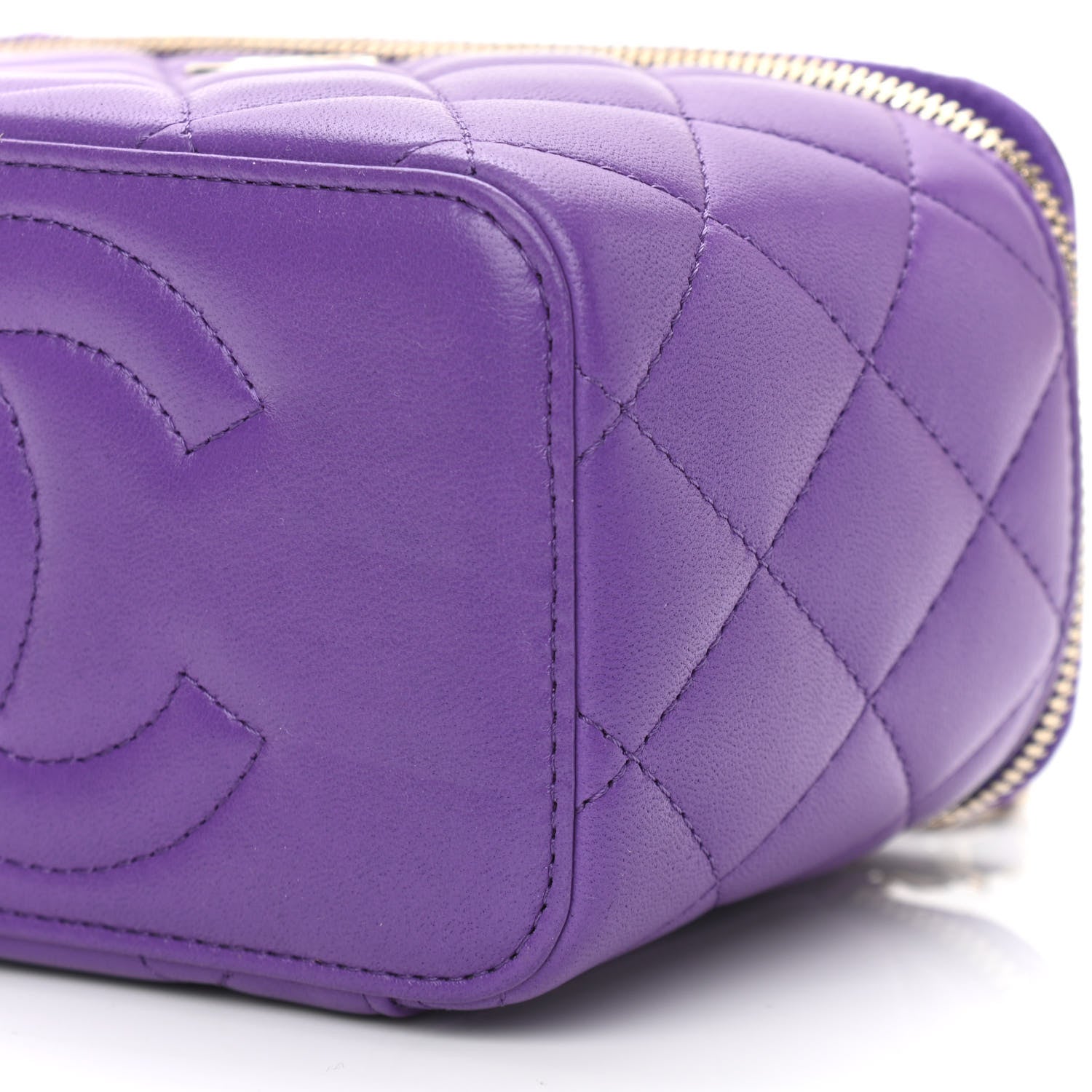 Chanel Lambskin Quilted Small Top Handle Vanity Case With Chain Purple 9 of 9