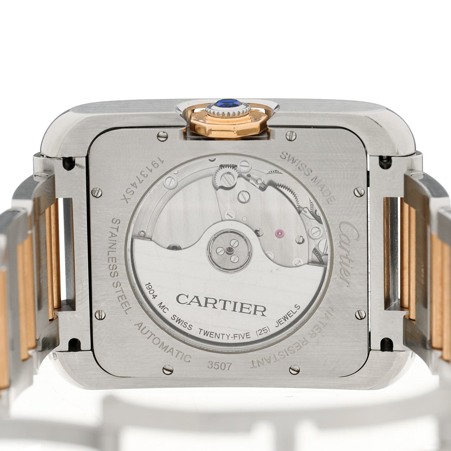 Stainless Steel 18K Pink Gold 36mm Tank Anglaise Automatic Watch