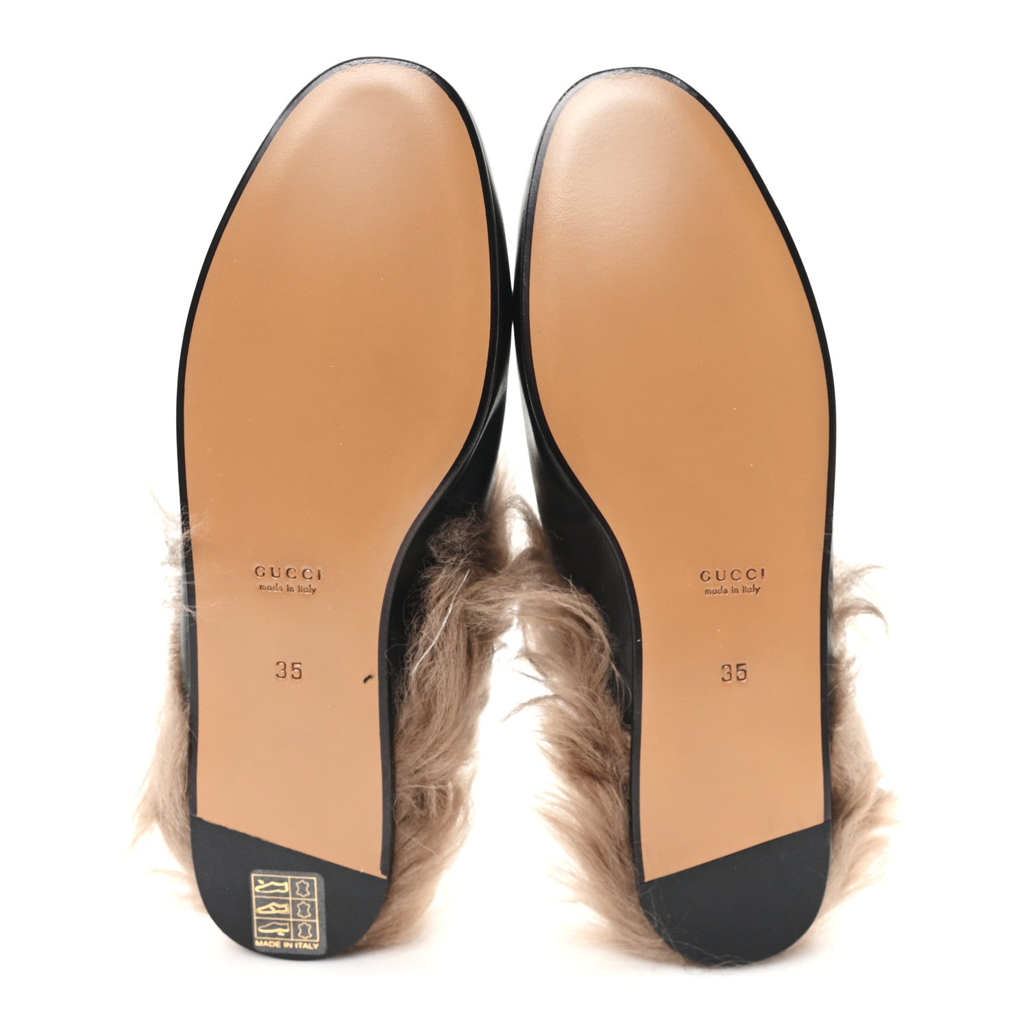 Gucci Calfskin Fur Womens Princetown Slippers 35 Black 6 of 8